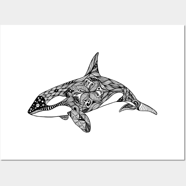 Zentangle style orca Wall Art by Prettielilpixie